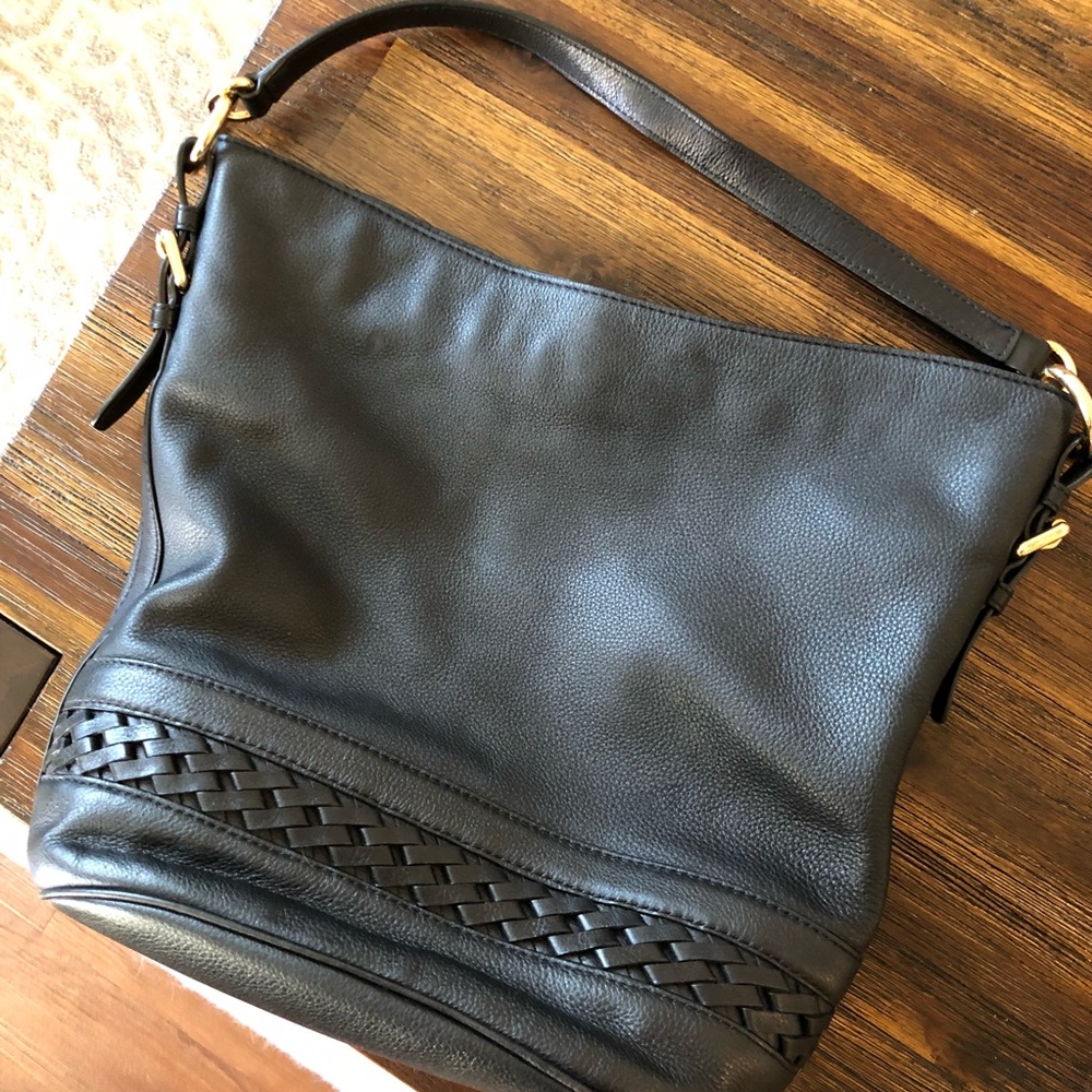 Michael Kors black leather bucket bag